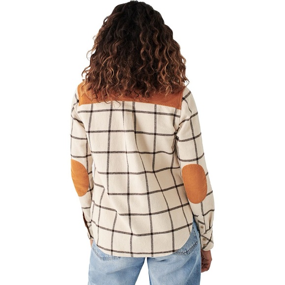 Faherty Daly button-down flannel shirt with corduroy accents women’s size small - Picture 2 of 8